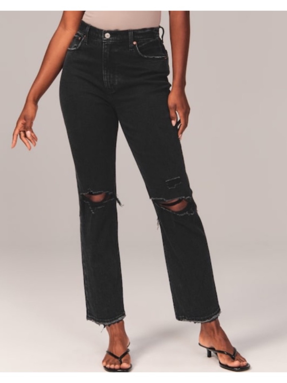 Abercrombie & Fitch curve love ultra high rise ankle straight jean black size 26